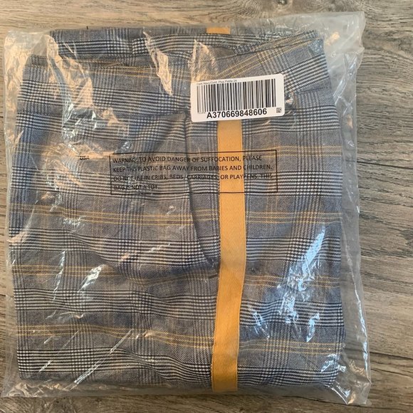 NWT G.I.L.I. PETITE WIDE LEG PLAID PANTS NAVY/GOLD STRIPE-VARIOUS SIZES - Picture 3 of 8